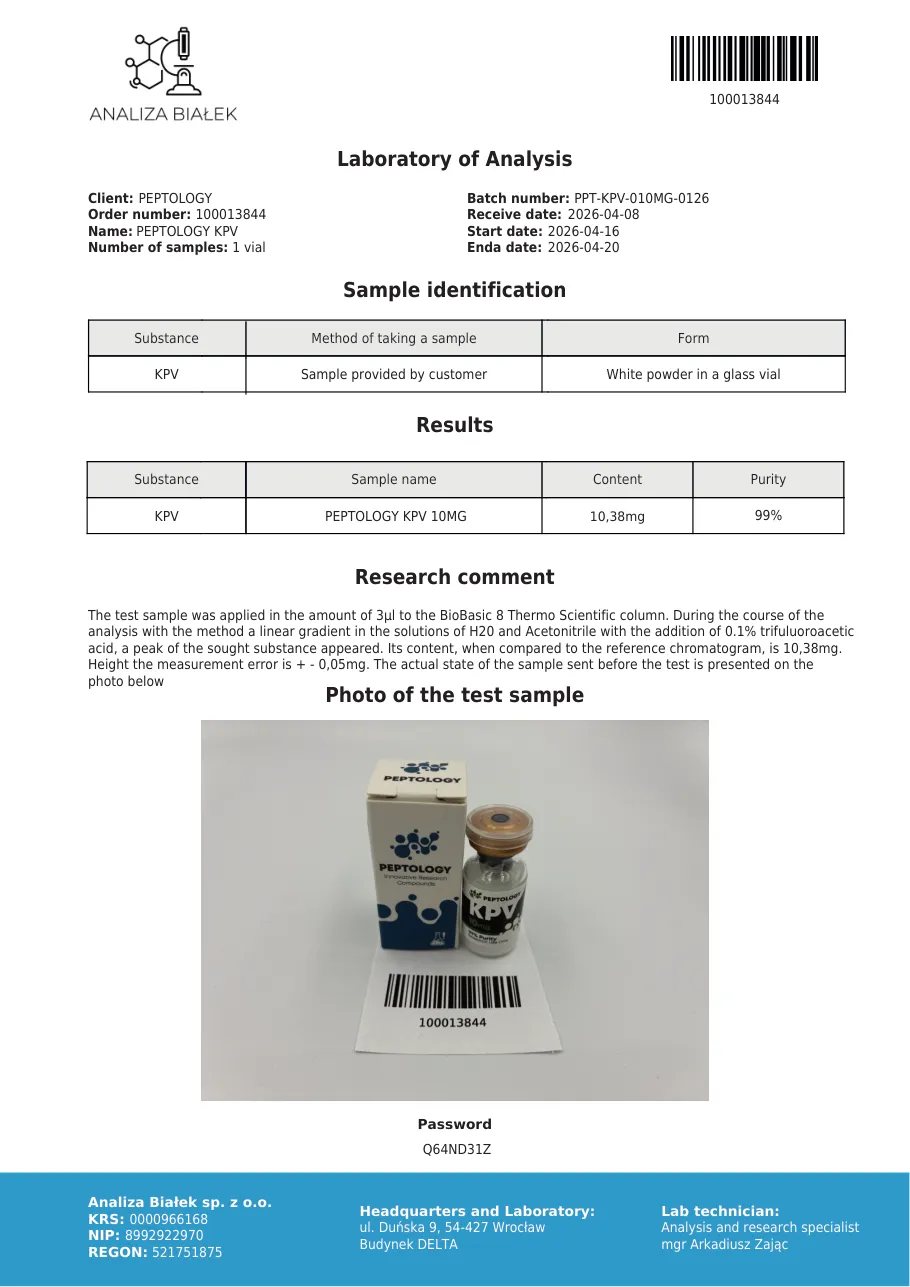 KPV 10 mg – τριπεπτίδιο Lys-Pro-Val από το άκρο της α-MSH – εικόνα 3