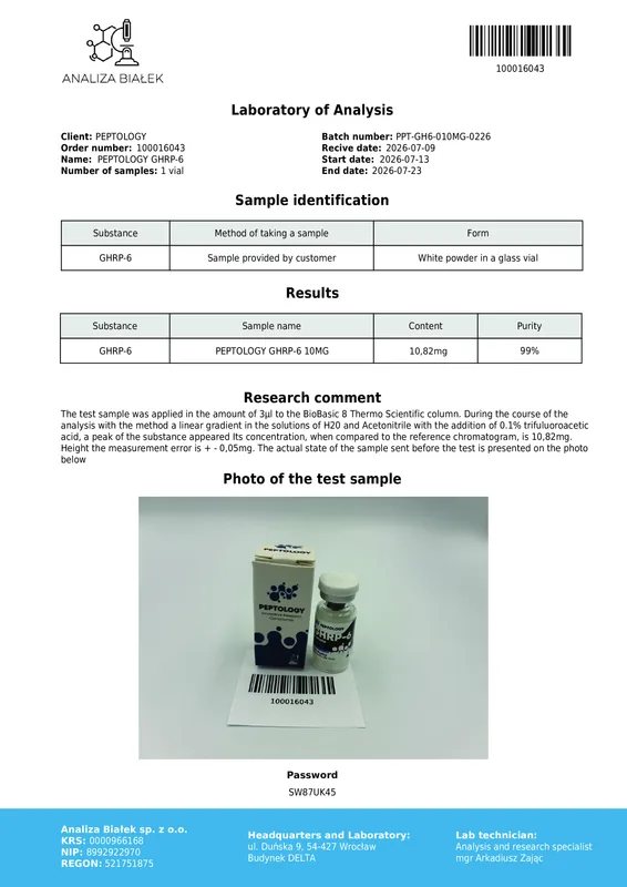 GHRP-6 10 mg – συνθετικό εξαπεπτίδιο εκκριταγωγό της GH – εικόνα 2