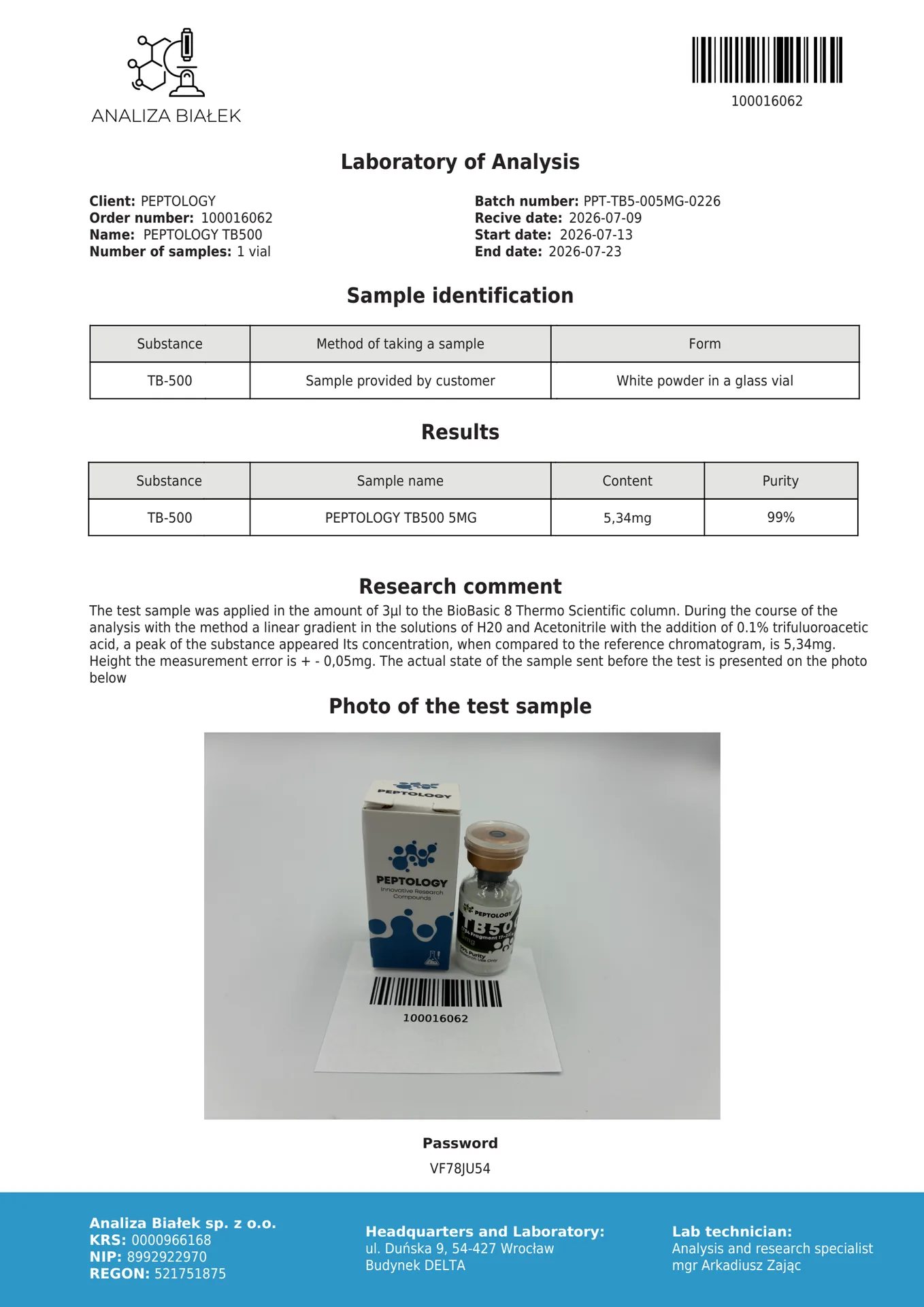 TB-500 5/10 mg – συνθετικό θραύσμα της θυμοσίνης β4 – εικόνα 2